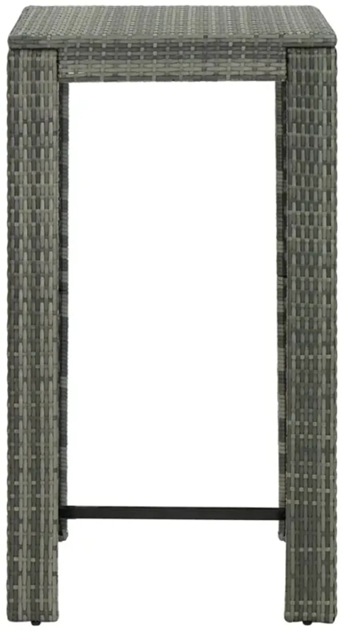 vidaXL Garden Bar Table Gray 23.8"x23.8"x43.5" Poly Rattan