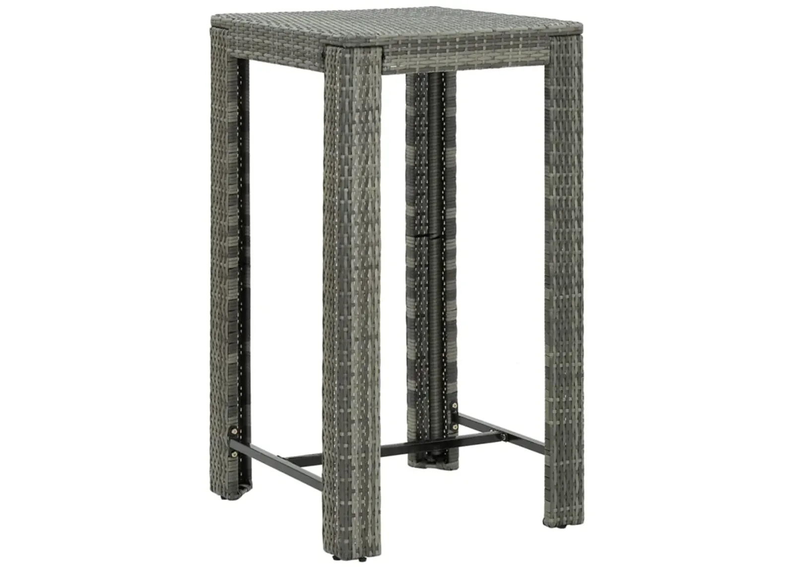 vidaXL Garden Bar Table Gray 23.8"x23.8"x43.5" Poly Rattan