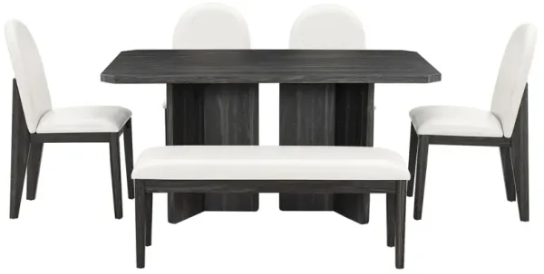6-Piece Dining Set with Table, Chairs & Bench