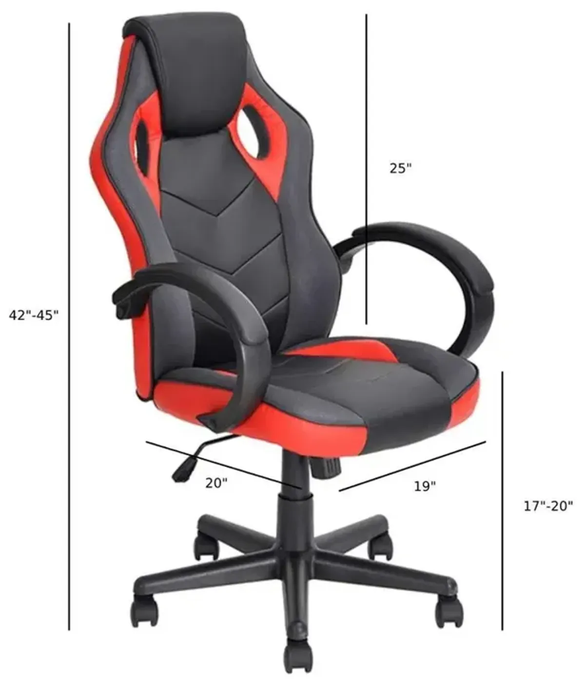 Nicer Furniture Ergonomic Racing Game Chair with Tilt and Armrest - Red