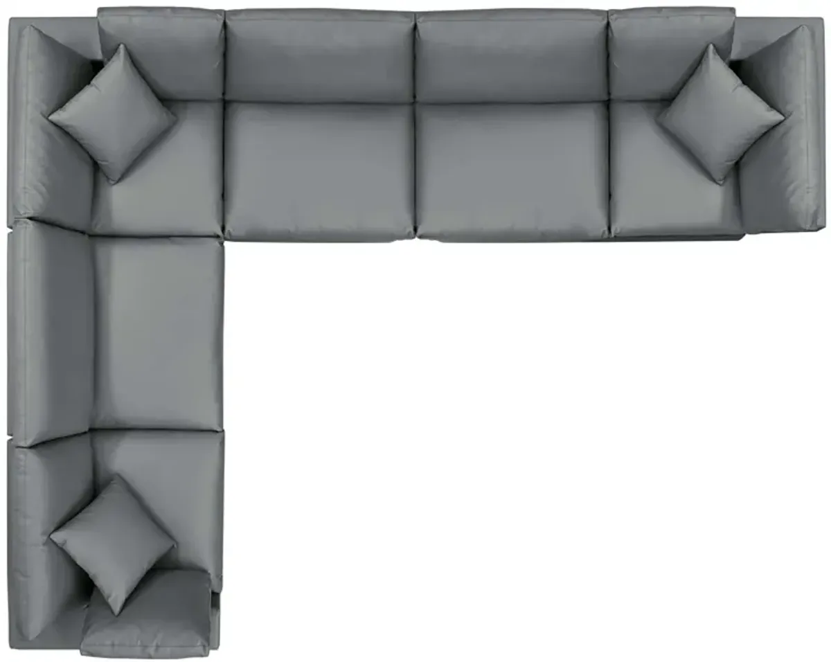 Commix Down Filled Overstuffed Vegan Leather 6-Piece Sectional Sofa