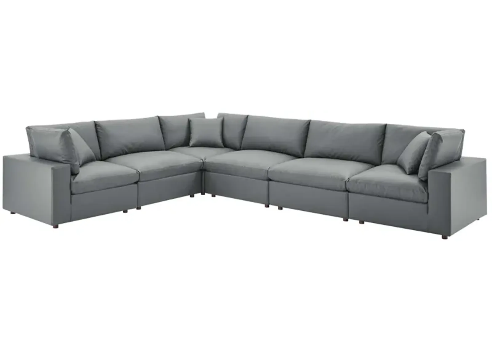 Commix Down Filled Overstuffed Vegan Leather 6-Piece Sectional Sofa