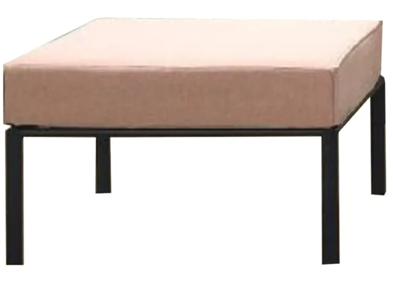 Rain 29 Inch Patio Ottoman, Sectional Design, Black Metal, Pink Fabric - Benzara