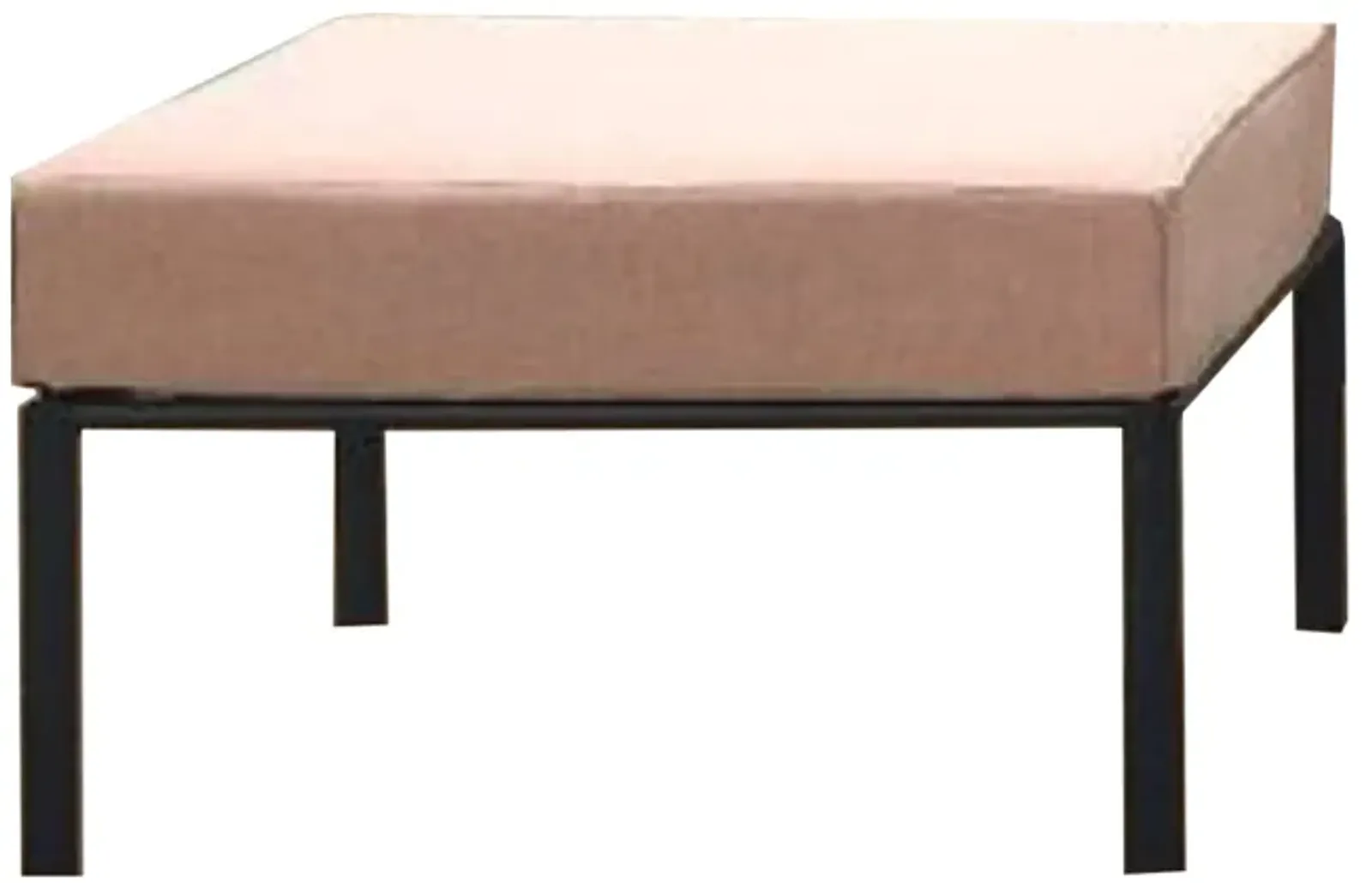 Rain 29 Inch Patio Ottoman, Sectional Design, Black Metal, Pink Fabric - Benzara