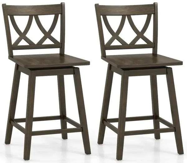 Bar Stool Set of 2 Wooden Bar Chairs with Rubber Wood Frame