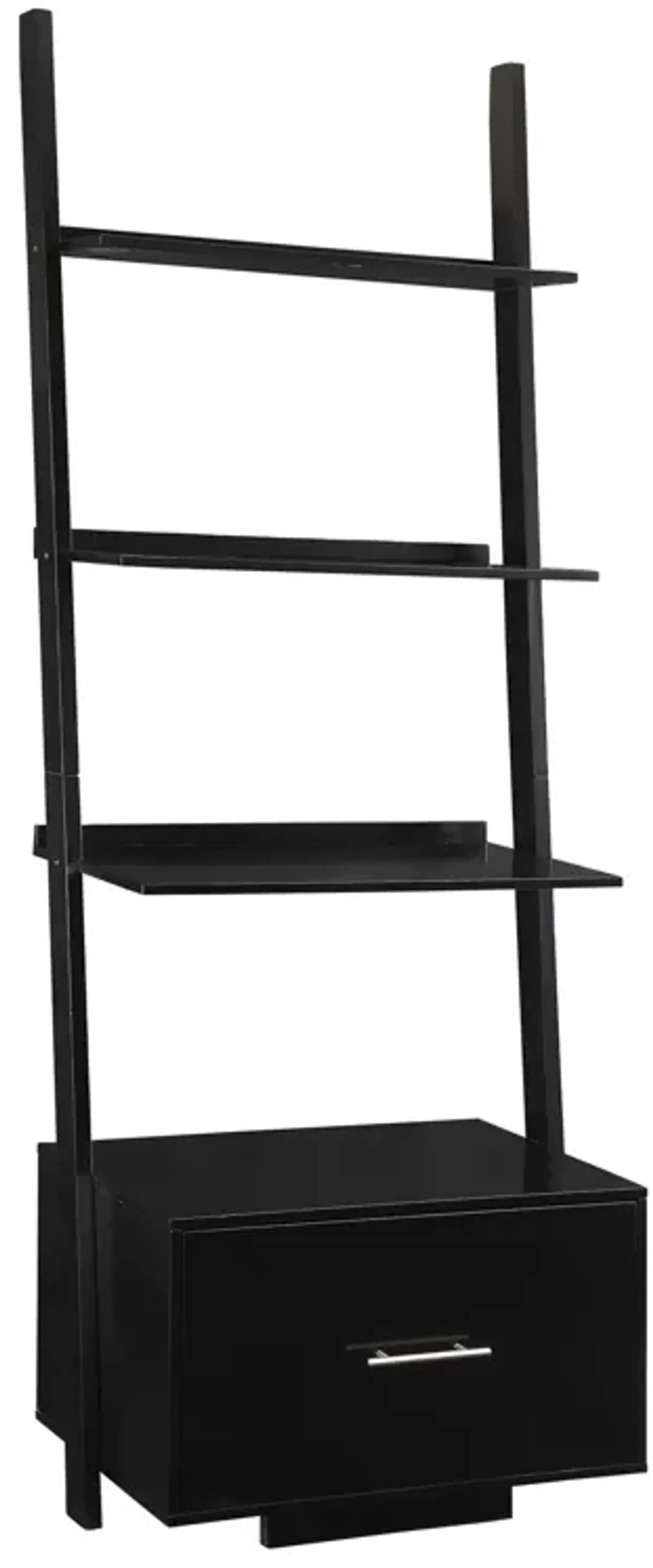 Convenience Concepts American Heritage Ladder Bookcase with File Drawer, Black