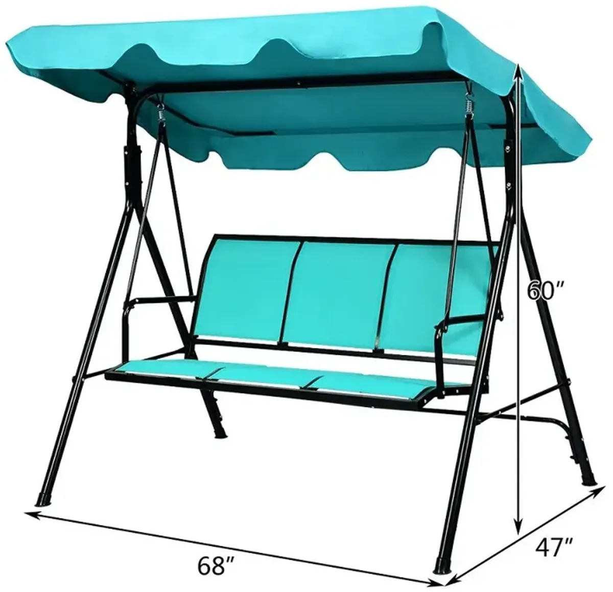 3 Person Steel Frame Patio Swing with Polyester Angle and Adjustable Canopy