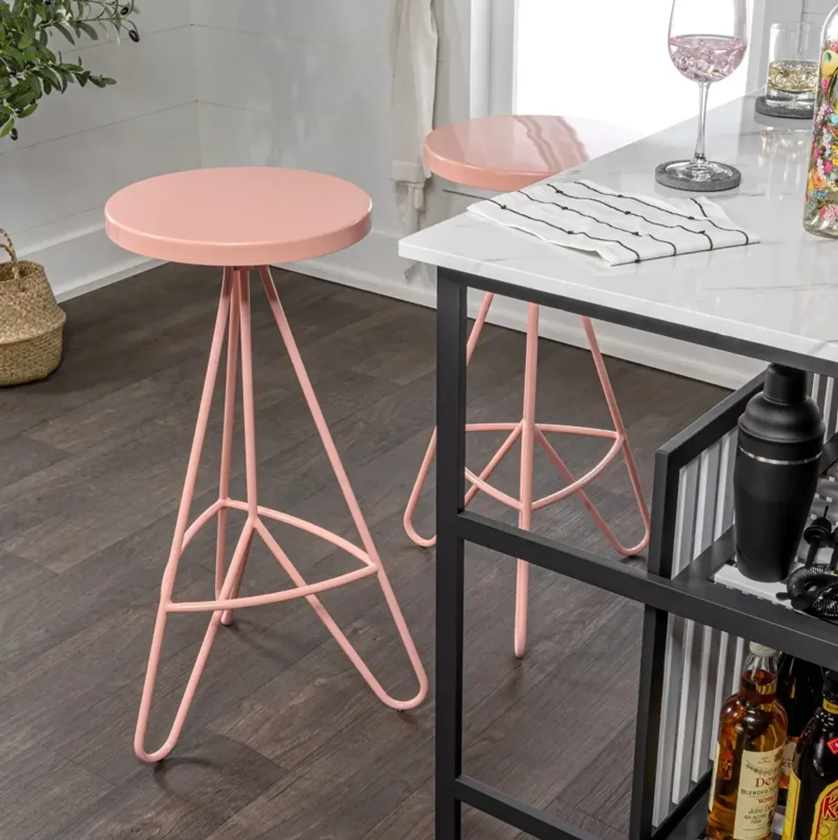 Trinity 30" Modern Industrial Iron Tripod Backless Bar Stool