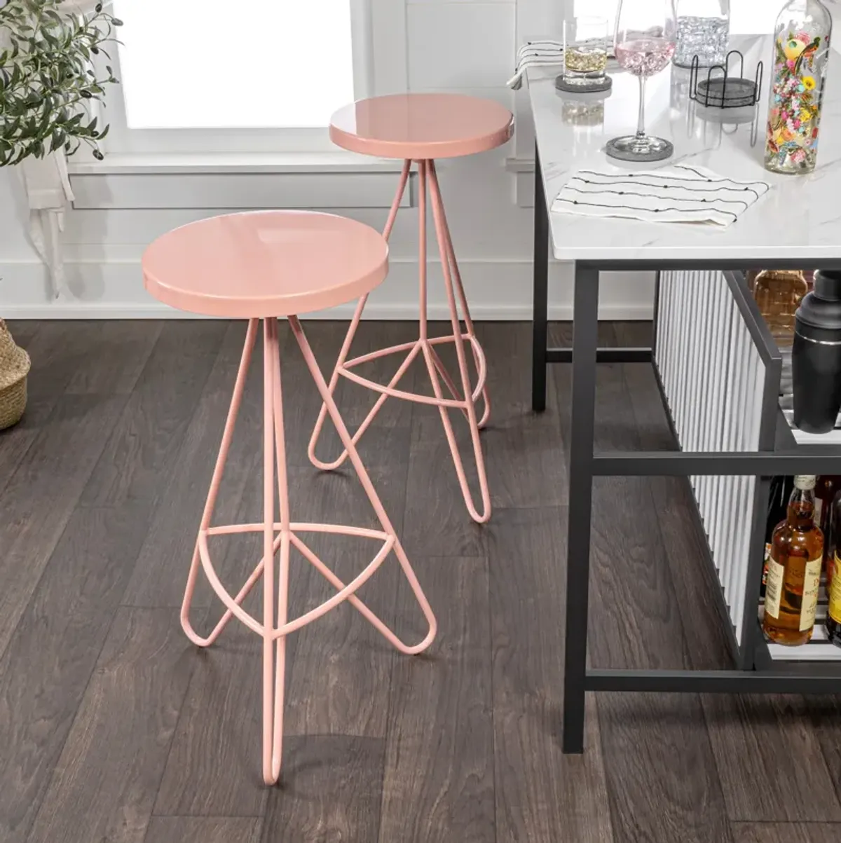 Trinity 30" Modern Industrial Iron Tripod Backless Bar Stool