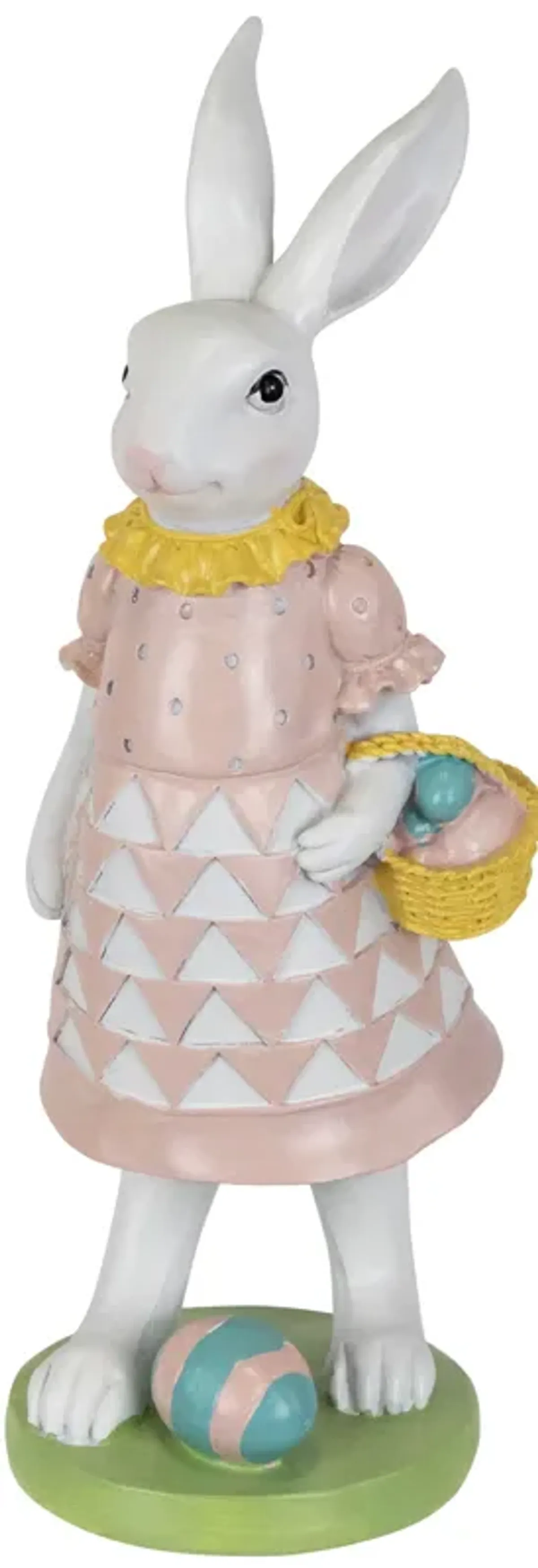 Girl Bunny with Easter Basket Outdoor Garden Statue - 12"