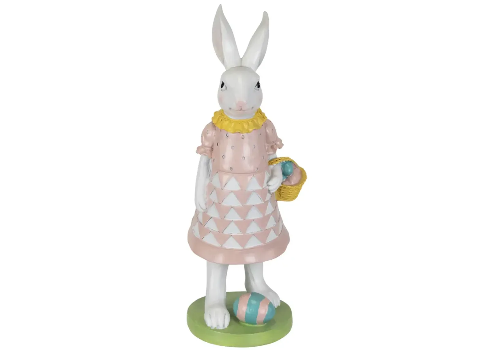 Girl Bunny with Easter Basket Outdoor Garden Statue - 12"