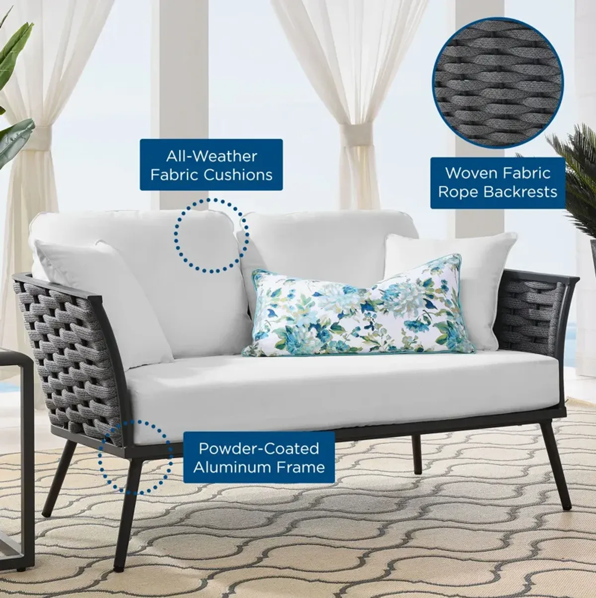 Modway - Stance Outdoor Patio Aluminum Loveseat