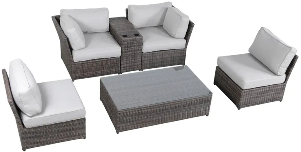 Living Source International Rattan Wicker Fully Assembled 4 - Person Seating Group with Cushions New (Brown)