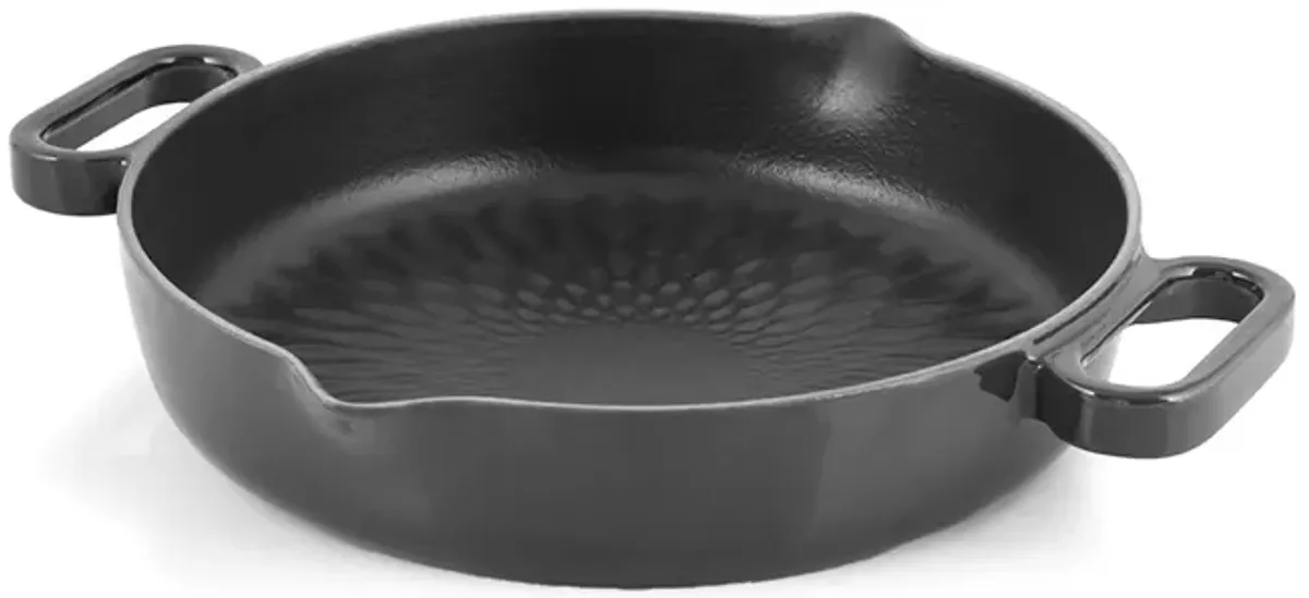 Matte Black Double Handle 8.5 inch Cast Iron Grill Pan