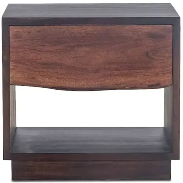 World Interiors Palermo 24-Inch Acacia Wood Live Edge Night Chest in Raw Walnut Finish