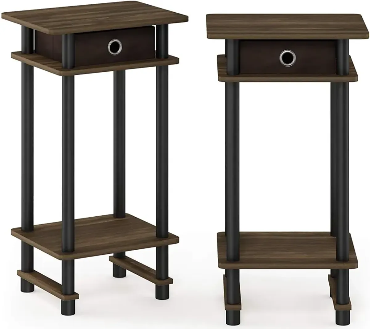 Furinno Turn-N-Tube Tall End Table, Columbia Walnut/Black/Dark Brown