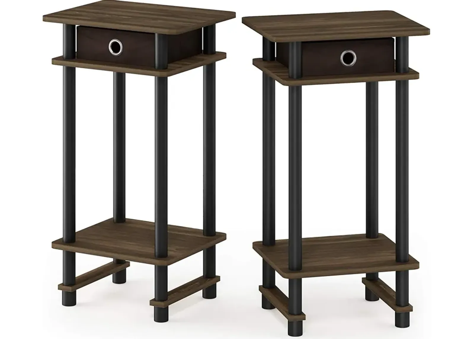 Furinno Turn-N-Tube Tall End Table, Columbia Walnut/Black/Dark Brown