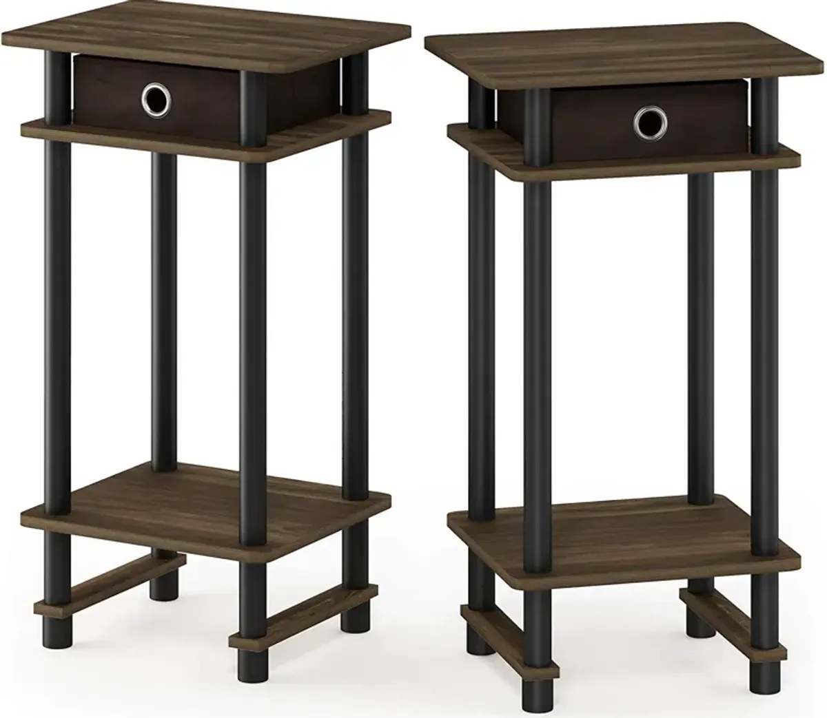 Furinno Turn-N-Tube Tall End Table, Columbia Walnut/Black/Dark Brown