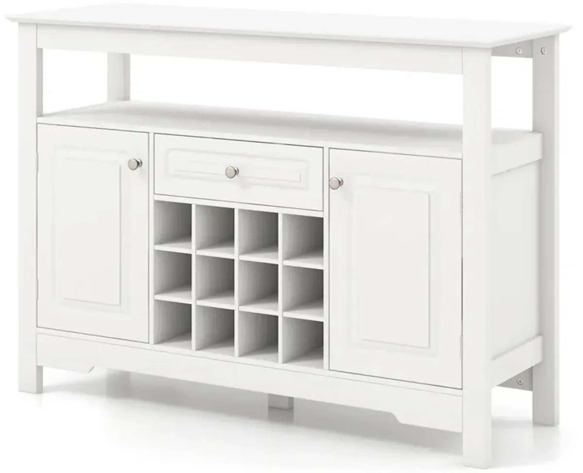 Buffet Sideboard Wine Liquor Coffee Bar Cabinet with Removable Wine Rack-White