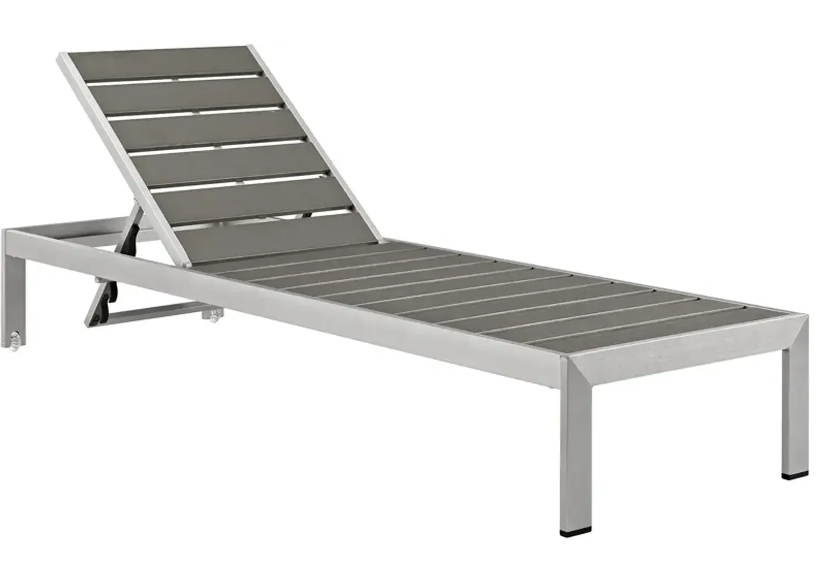 Shore Outdoor Patio Aluminum Chaise - Silver Gray