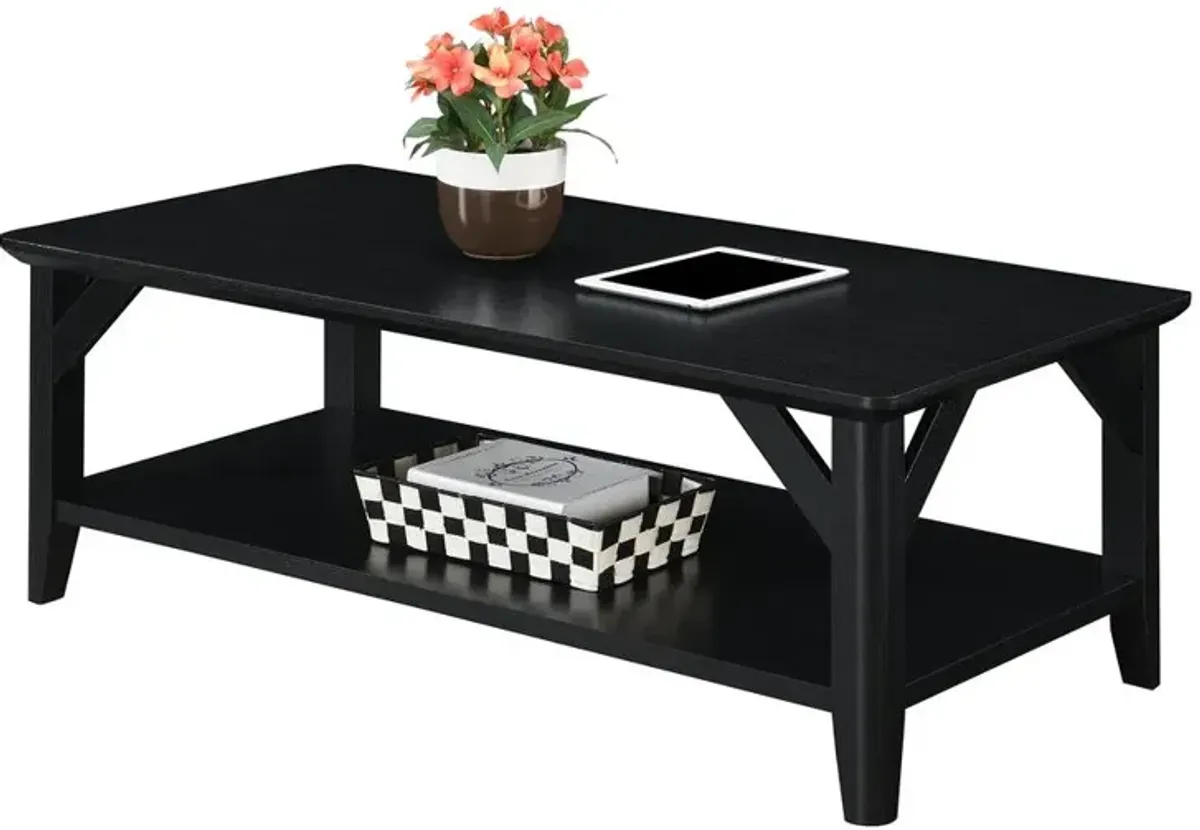 Convenience Concepts Winston Coffee Table with Shelf, Black