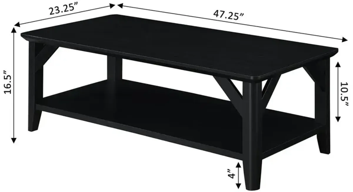 Convenience Concepts Winston Coffee Table with Shelf, Black