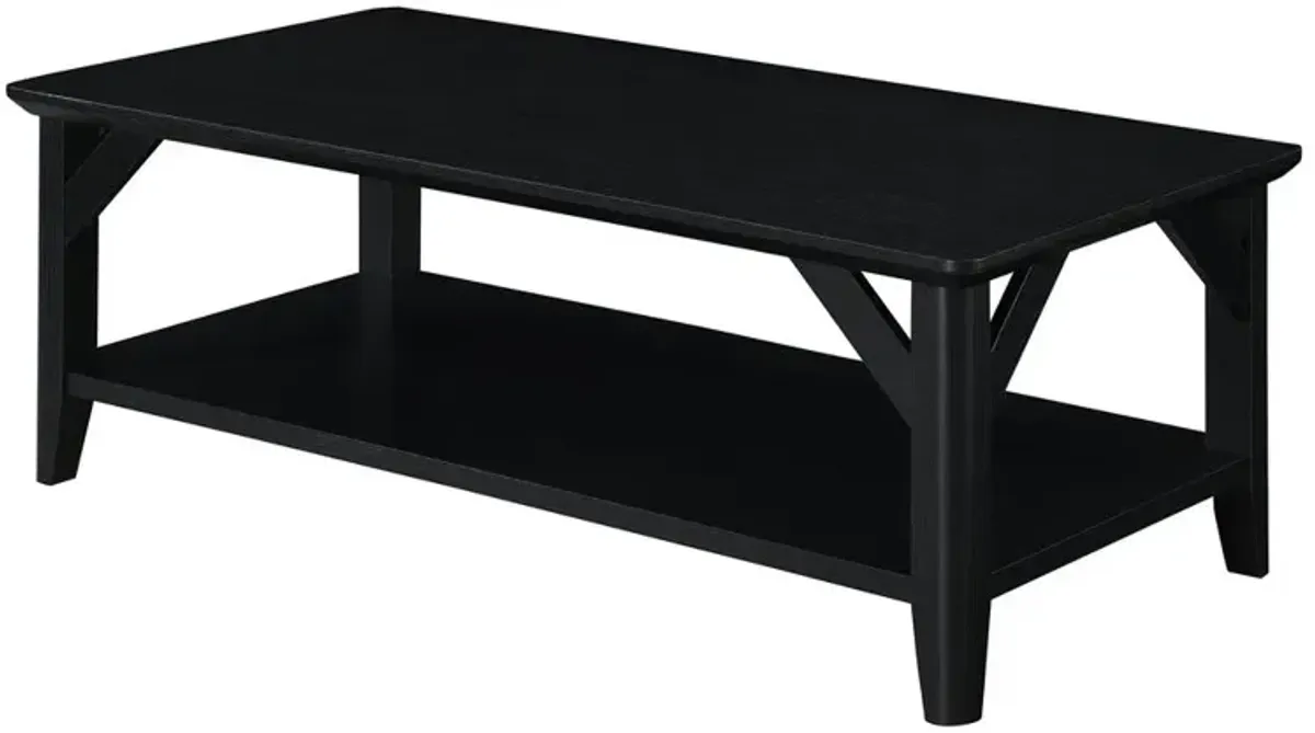 Convenience Concepts Winston Coffee Table with Shelf, Black