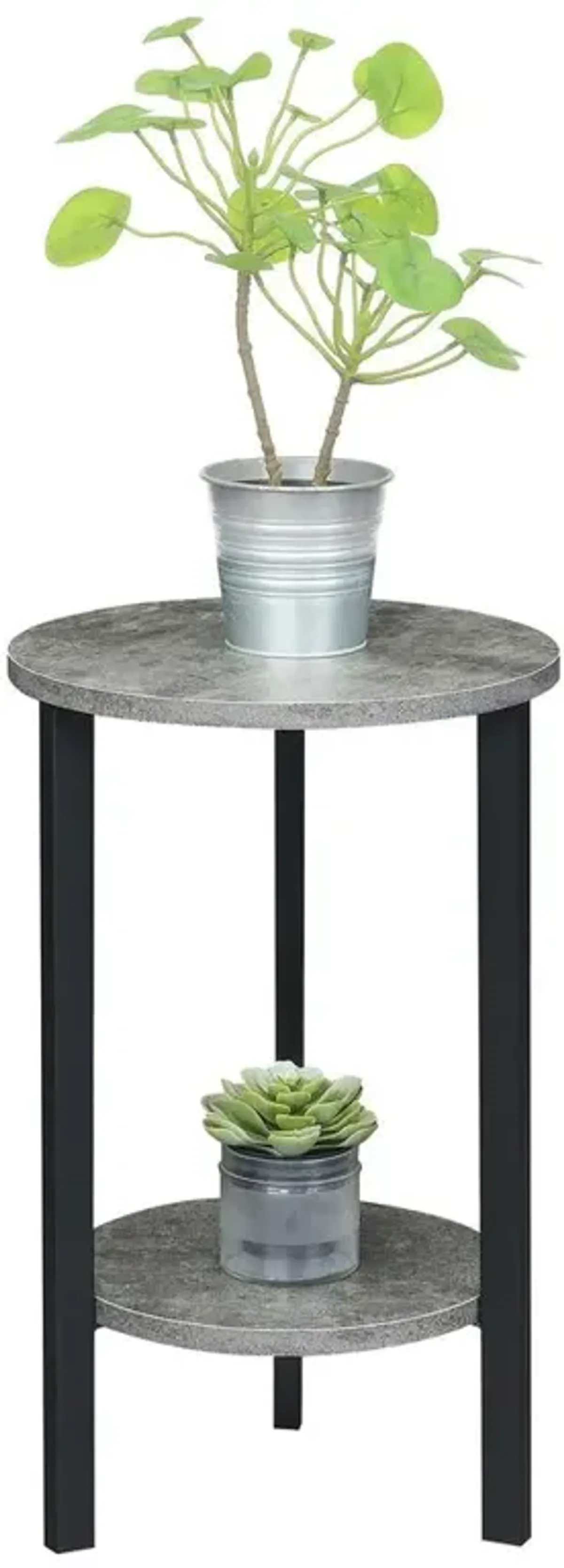 Convenience Concepts Graystone 24 inch 2 Tier Plant Stand, Cement/Black