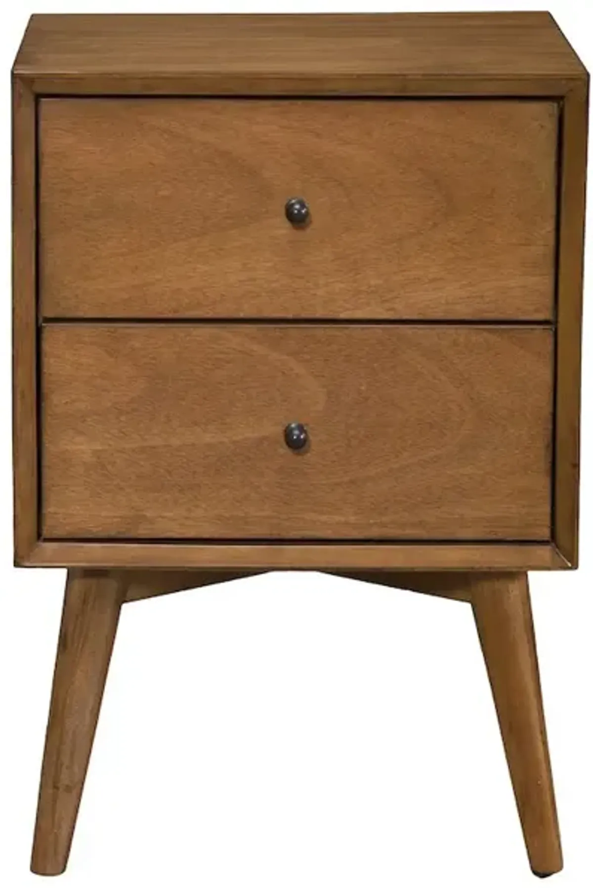 Flynn Mid Century Modern 2 Drawer Nightstand, Acorn