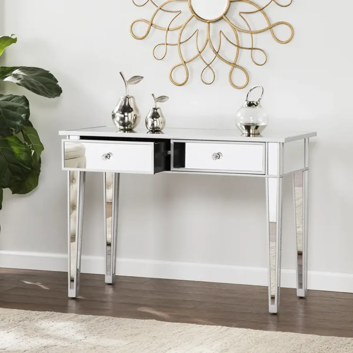 Halsey Mirrored Two-Drawer Console Table