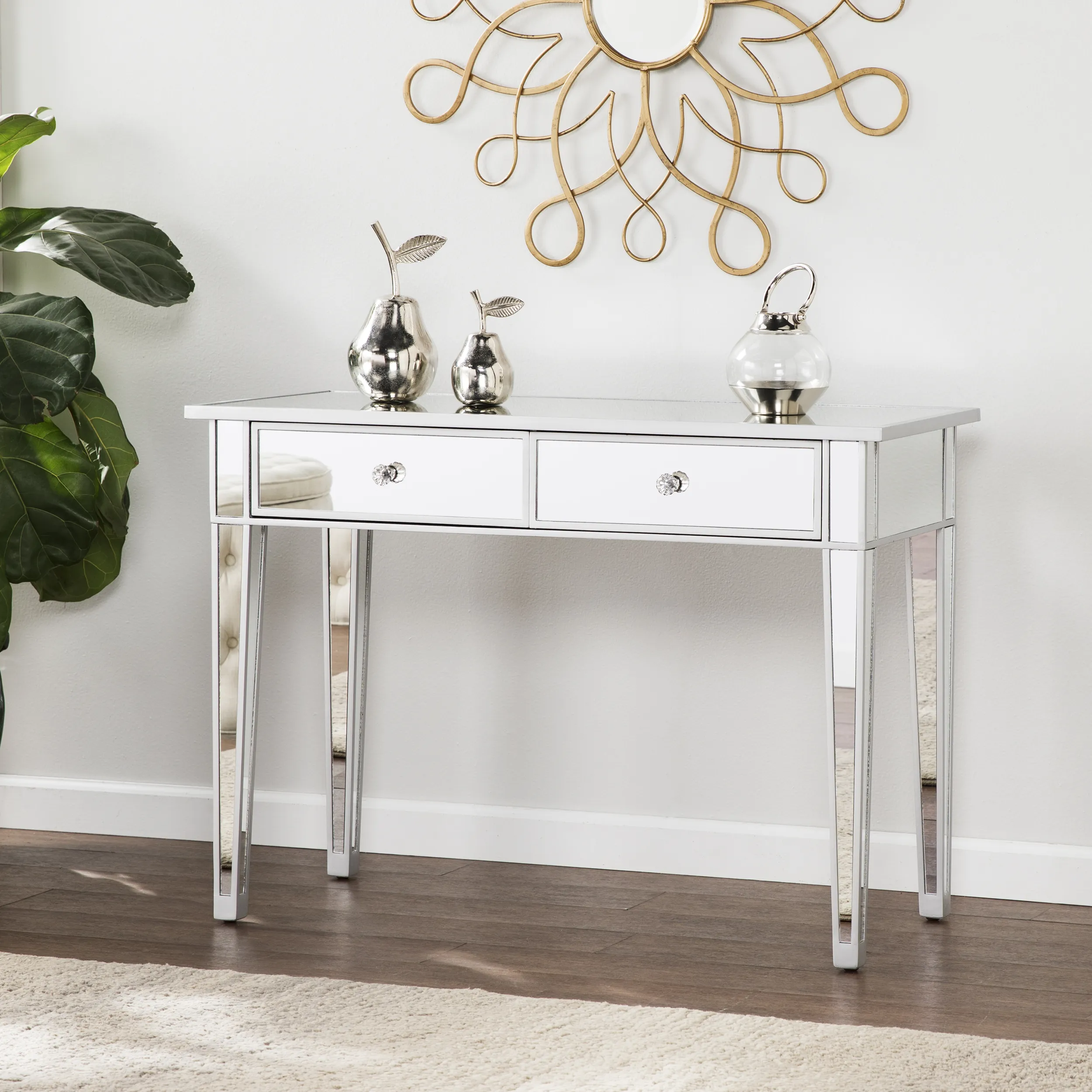 Halsey Mirrored Two-Drawer Console Table