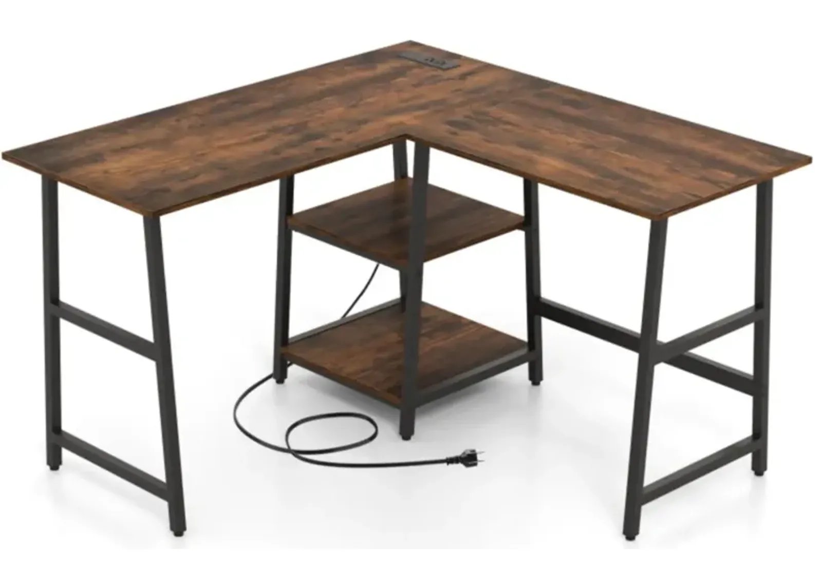 Hivvago L Shaped Corner Computer Desk with Storage Shelves