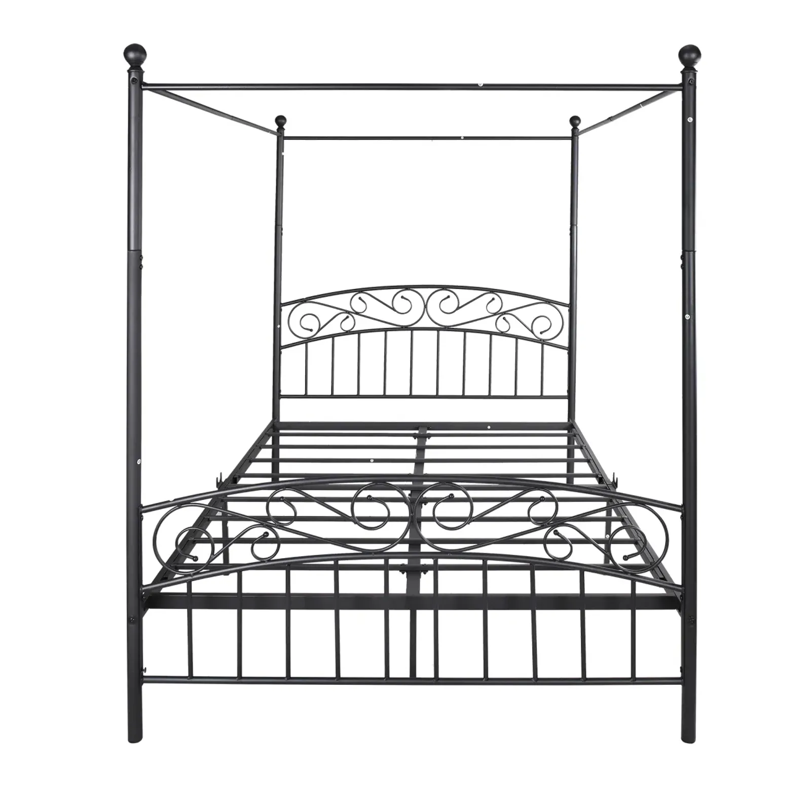 Queen Size Metal Canopy Bed Frame With Headboard And Footboard