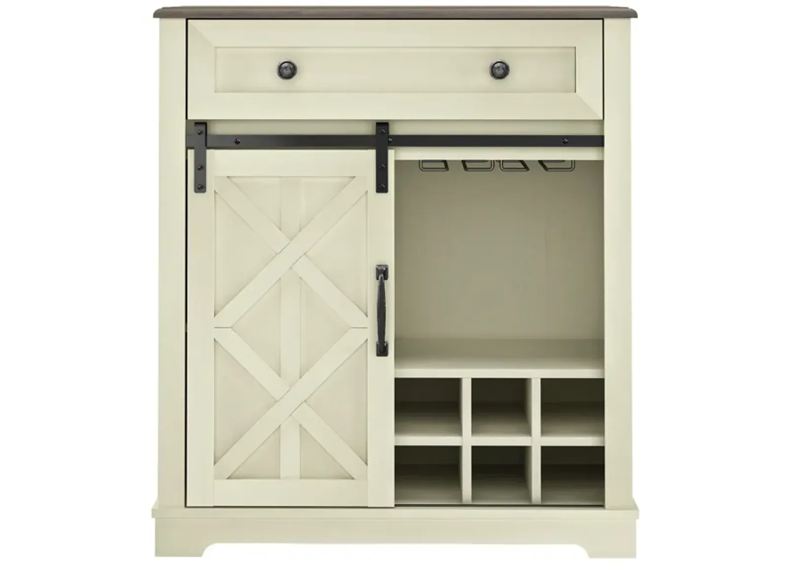 FESTIVO Rustic Chic Wine Cabinet with Glass Holder & Wine Rack