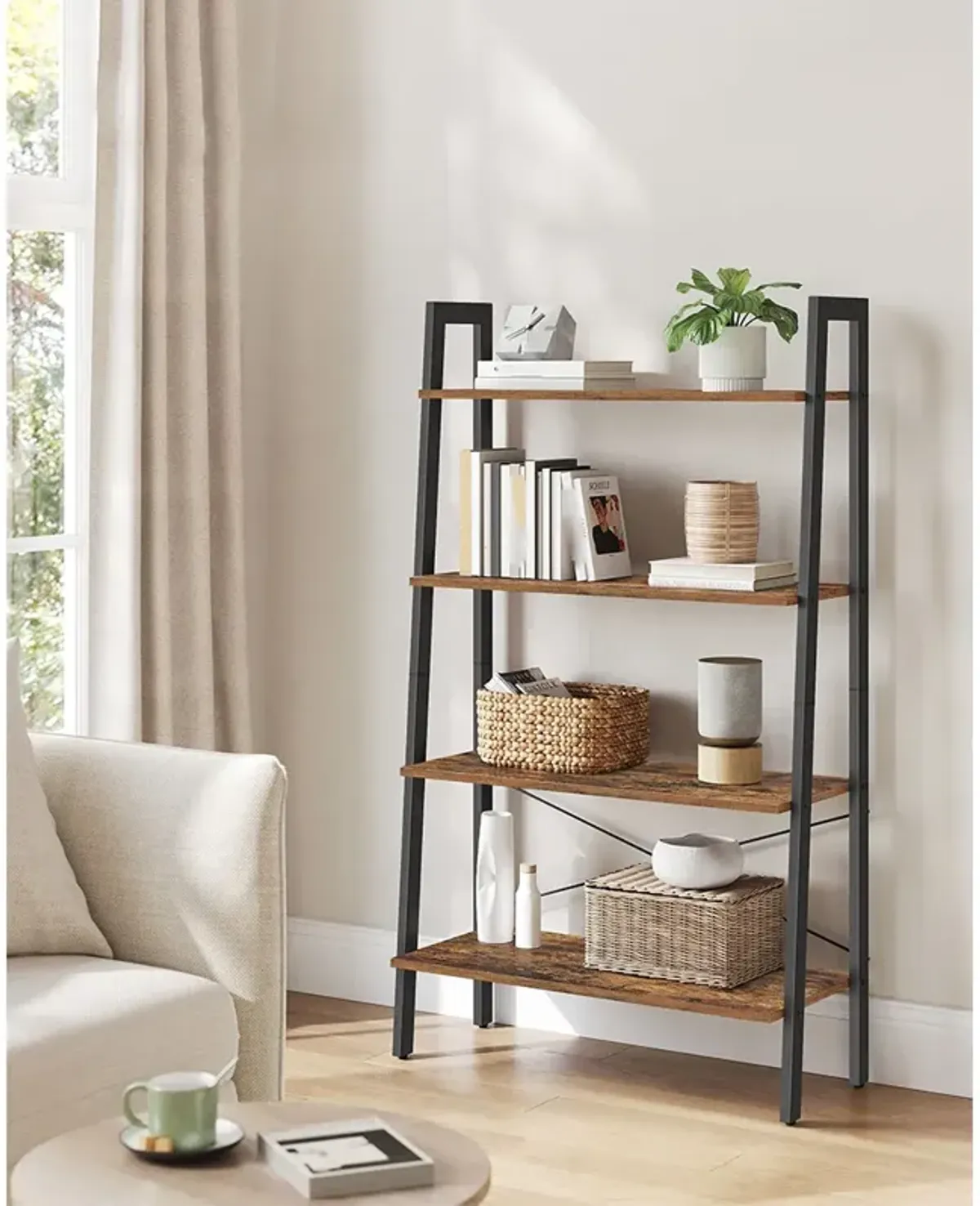 4-Tier Bookshelf: Sleek and Space-Saving Storage for Books and Decor