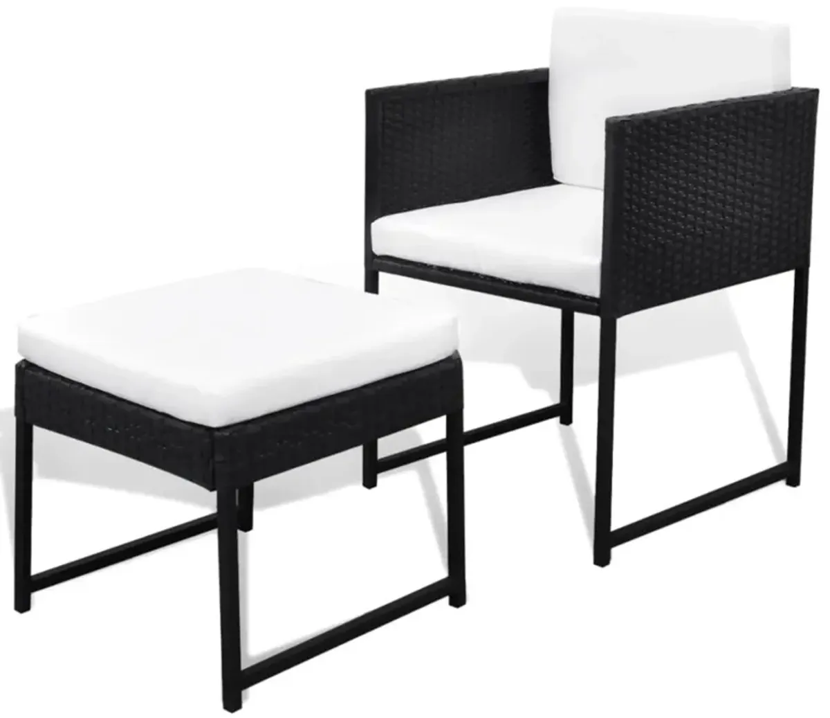 vidaXL 13 Piece Outdoor Dining Set with Cushions Poly Rattan Black