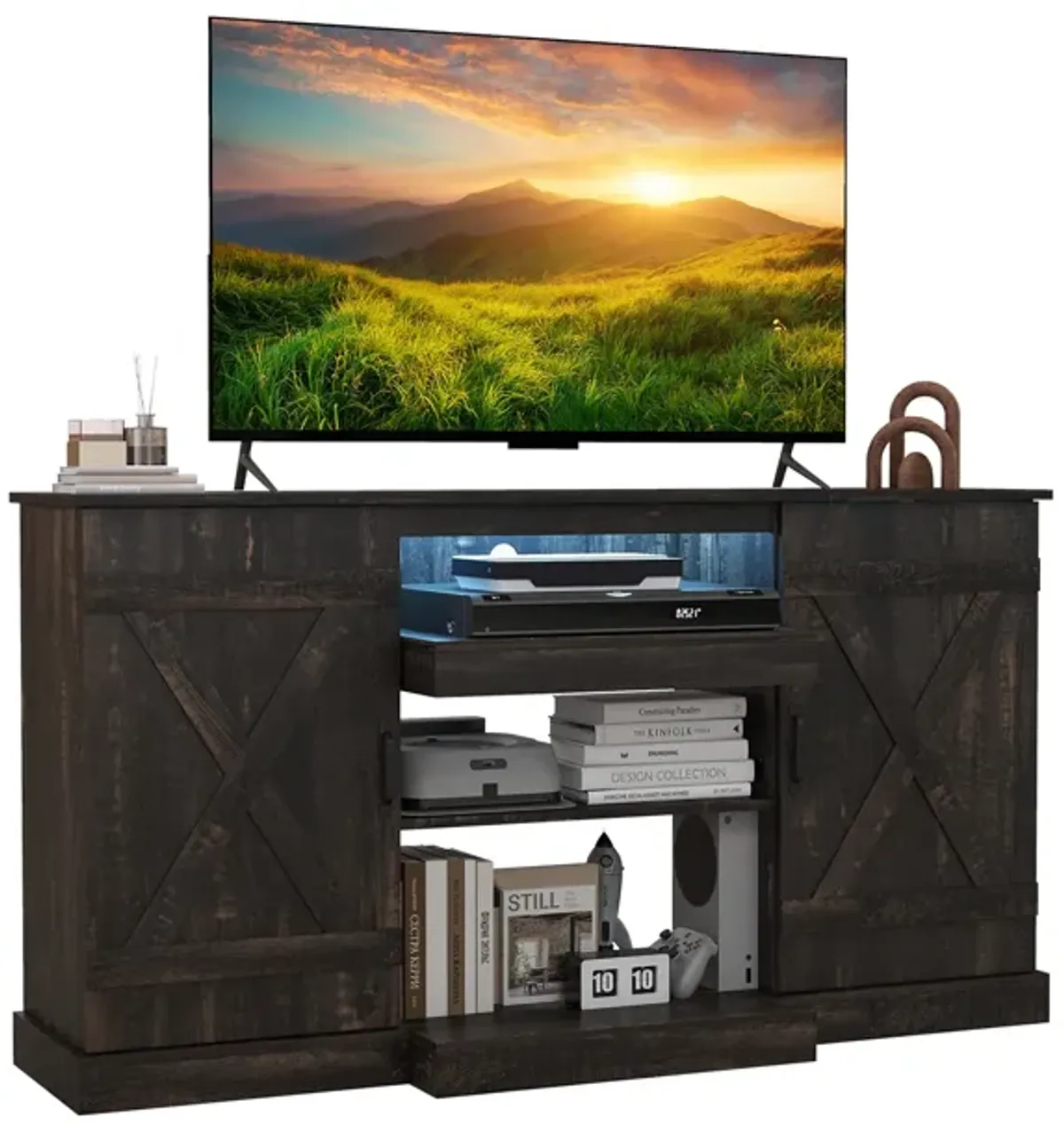 TV Stand for TVs with 20 Color LED Lights for Stylish and Dynamic Entertainment Setup