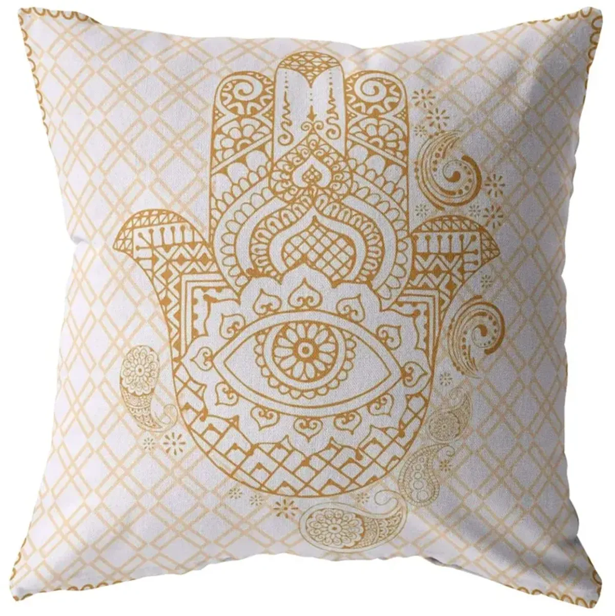 Hivvago 18"Gold White Hamsa Suede Zippered Throw Pillow