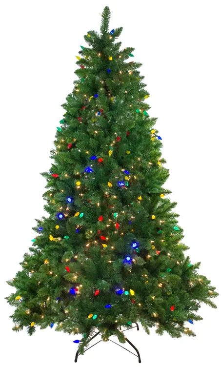 7.5' Pre-Lit Medium Huron Pine Artificial Christmas Tree - Dual Color LED Lights