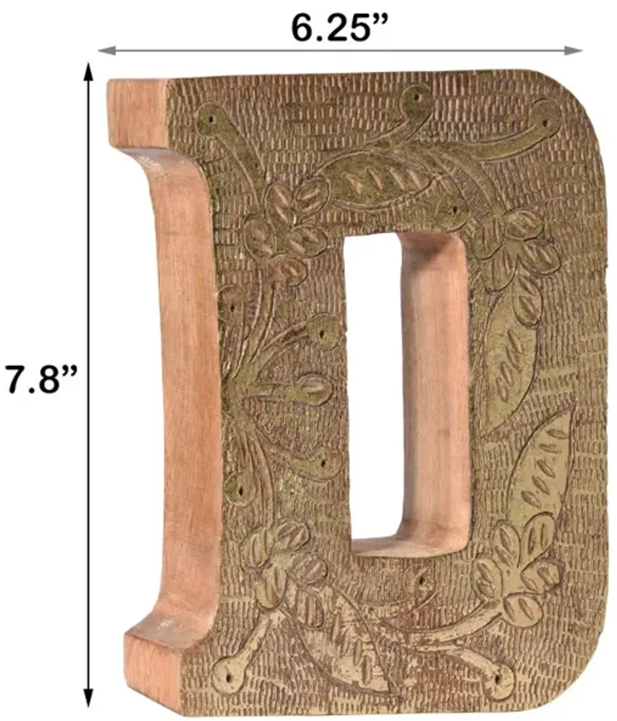 Vintage Natural Gold Handmade Eco-Friendly "D" Alphabet Letter Block For Wall Mount & Table Top Décor