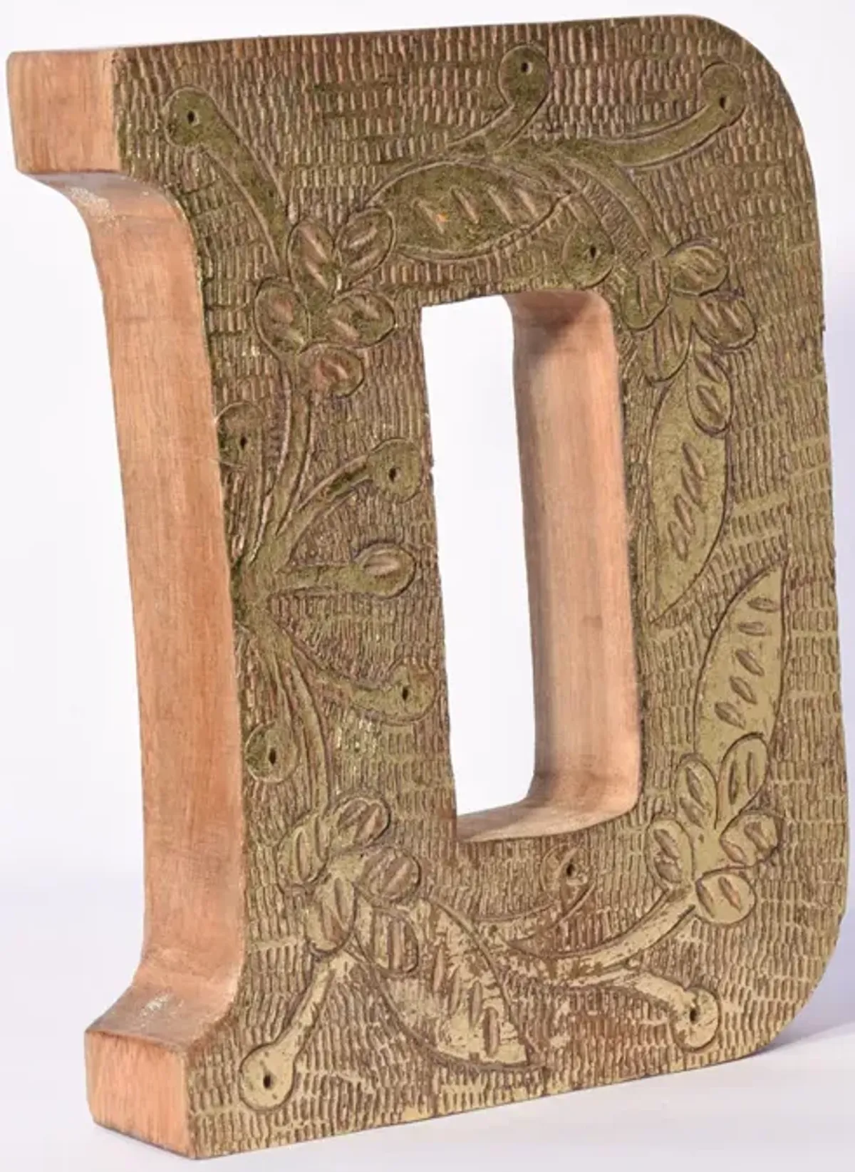 Vintage Natural Gold Handmade Eco-Friendly "D" Alphabet Letter Block For Wall Mount & Table Top Décor