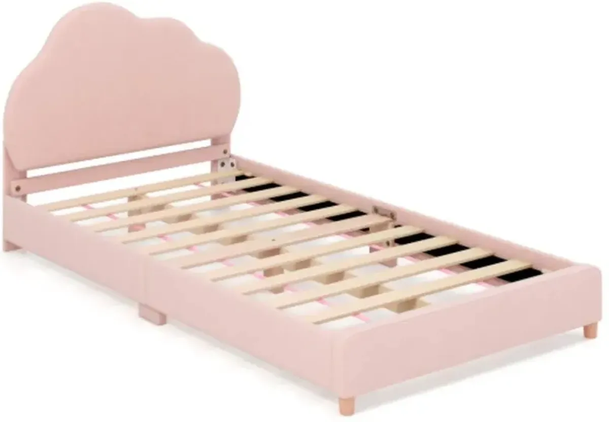 Hivvago Twin Bed Frame with Height-Adjustable Headboard and Sturdy Wooden Slats