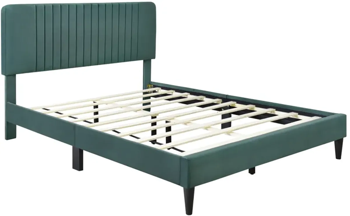 Merax Upholstered Platform Bed,No Box Spring Needed, Velvet Fabric