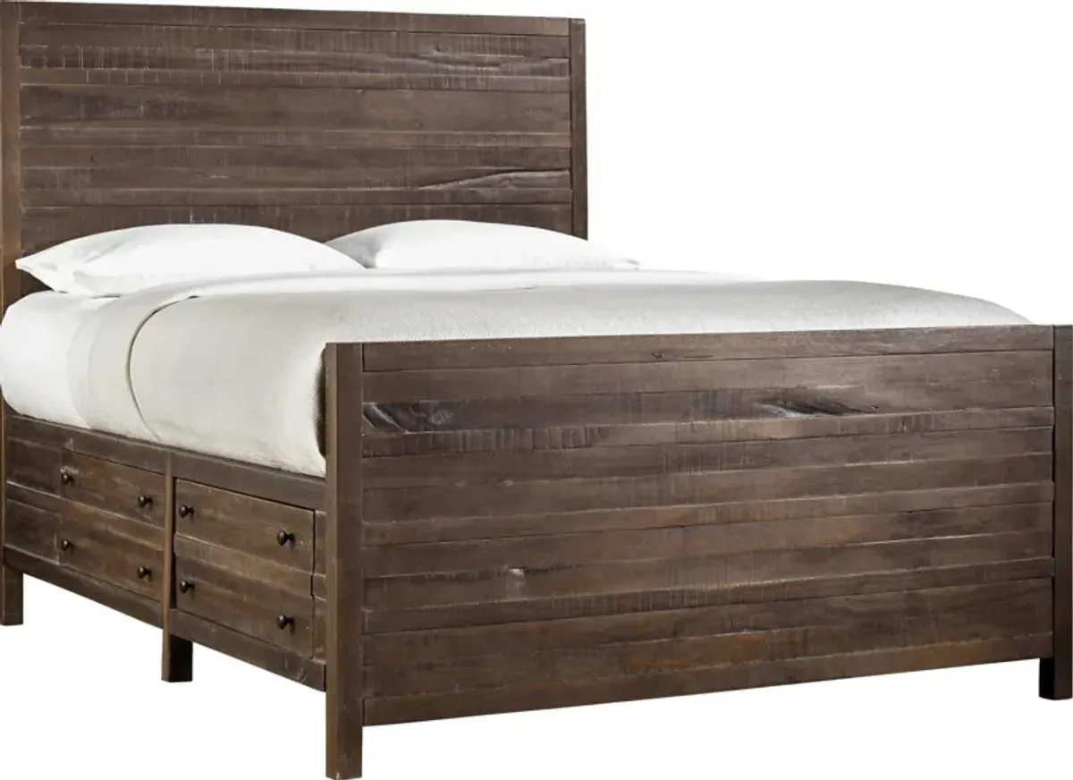 Townsend California King-size Solid Wood Storage Bed in Java