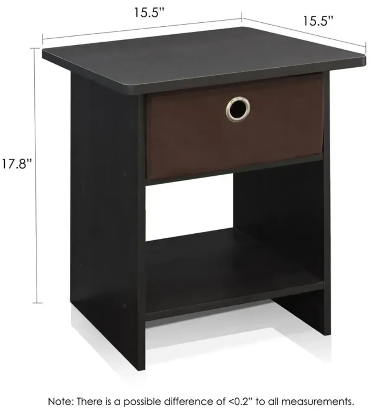 Furinno 2-10004EX End Table/ Night Stand Storage Shelf with Bin Drawer, Espresso/Brown, Set of two