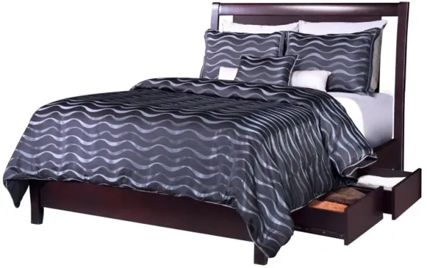 Fang California King Bed, Storage, Tropical Mahogany Wood, Espresso Brown - Benzara