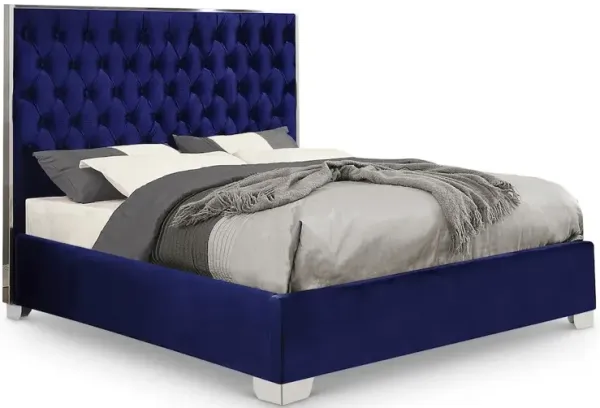 Meridian Furniture Lexi Navy Velvet Queen Bed