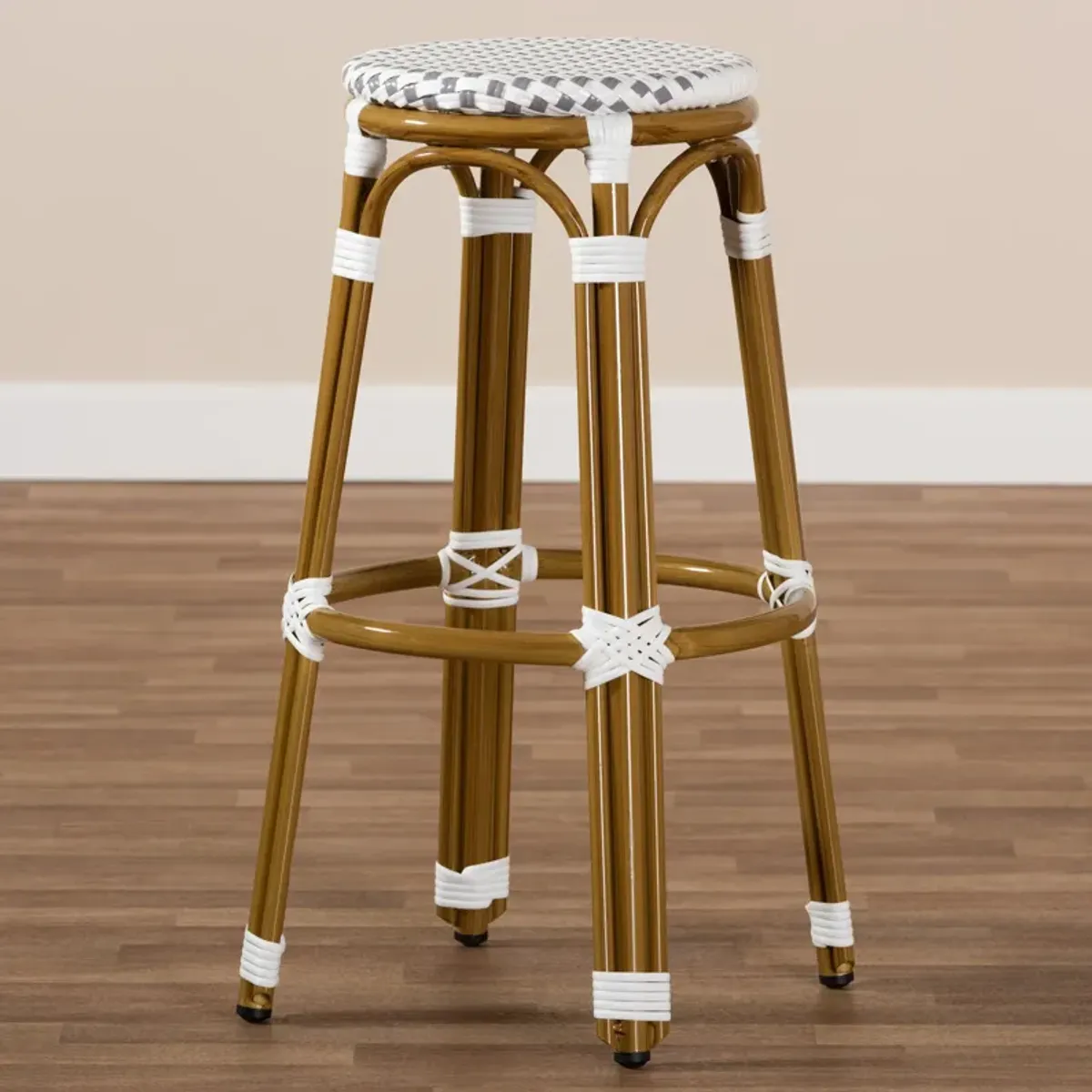 Baxton Studio Joelle Classic Indoor and Outdoor Bamboo Style Stackable Bistro Bar Stool