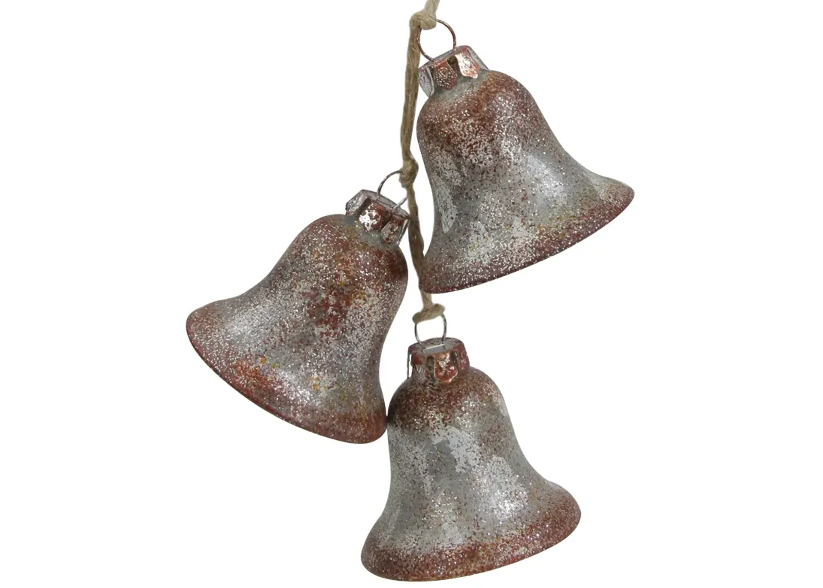 5" Silver and Brown String of Bells Glass Christmas Ornament