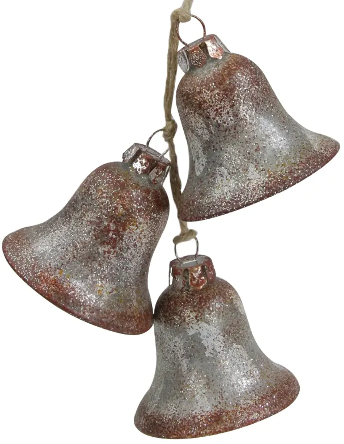 5" Silver and Brown String of Bells Glass Christmas Ornament